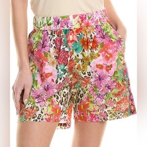 Johnny Was NWOT wild garden cotton multi print shorts